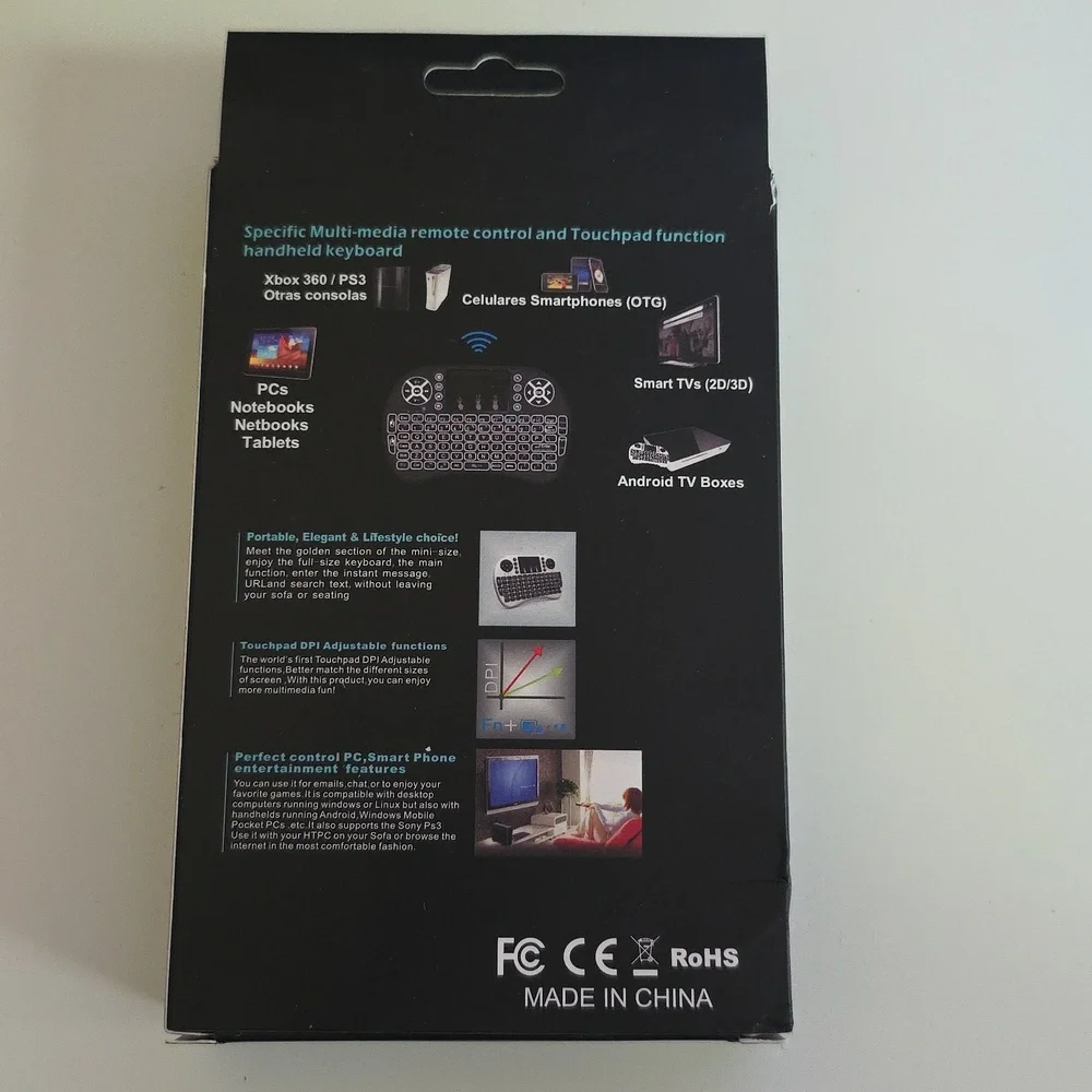 Mini Handheld Backlit Keyboard Mouse Combo Touchpad Function
